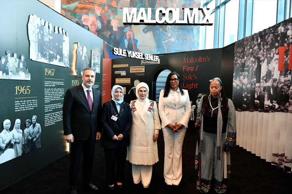 Emine Erdoğan, BM'de Şule Yüksel Şenler ve Malcolm X’in mirasını yaşatacak "Yankılar" sergisini açtı