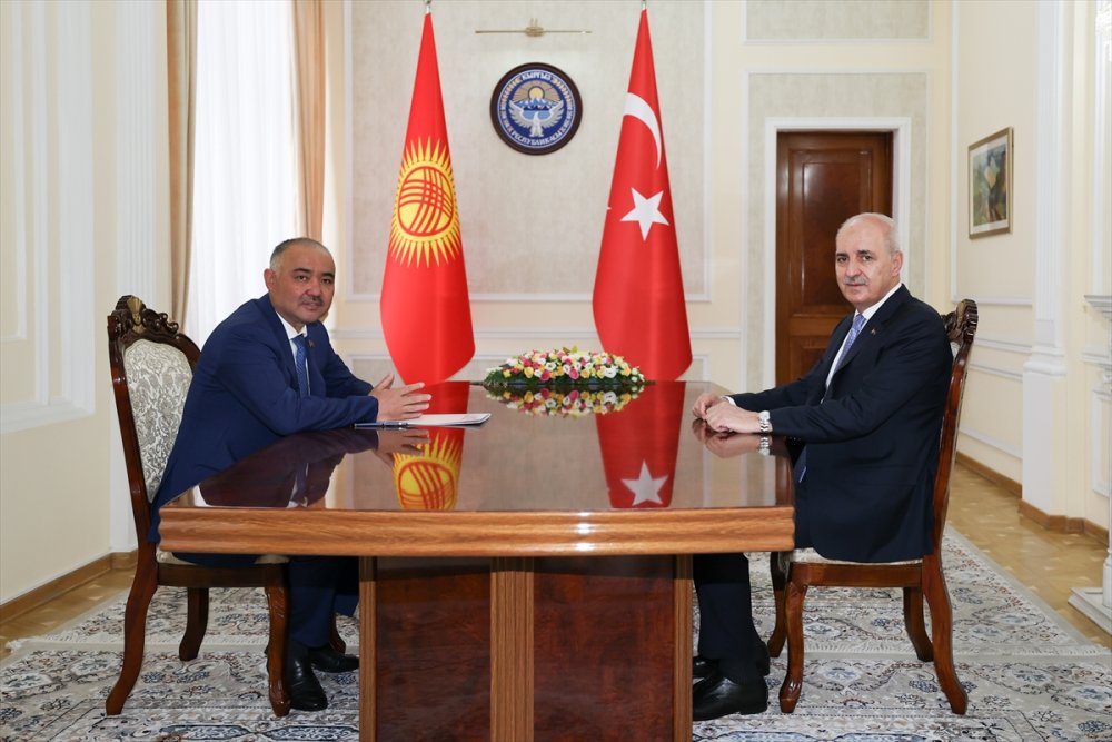 TBMM Başkanı Numan Kurtulmuş, Bişkek'te mevkidaşı Kırgızistan Meclis Başkanı Turgunbek Uulu ile bir araya geldi: